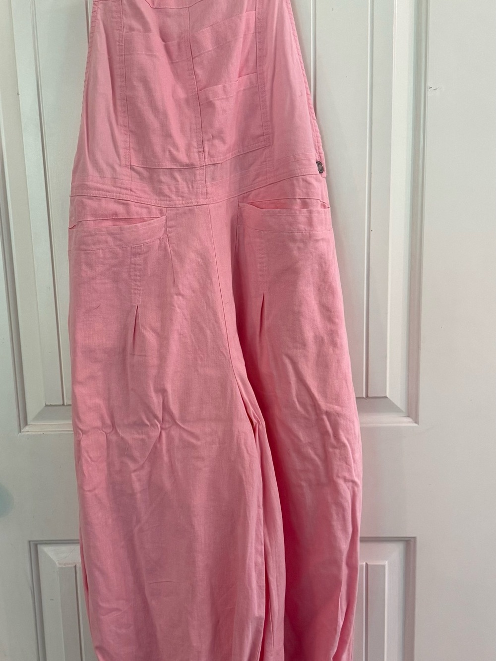 Velvet Pink Wide-Leg Cotton Overalls